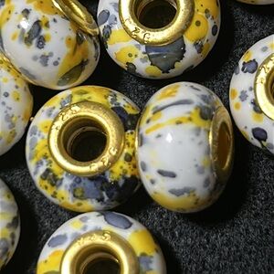16 large hole bead bundle yellow and gray 925